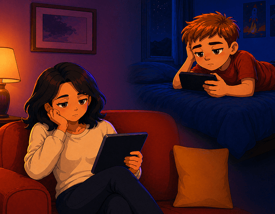 Person watching movies alone